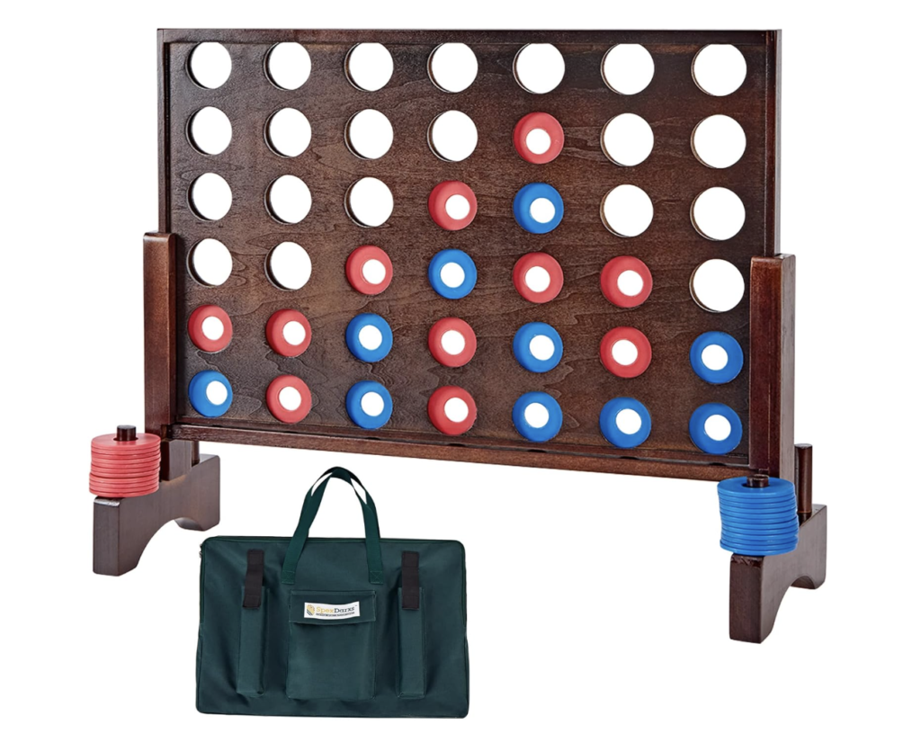 Connect four game with red and blue discs